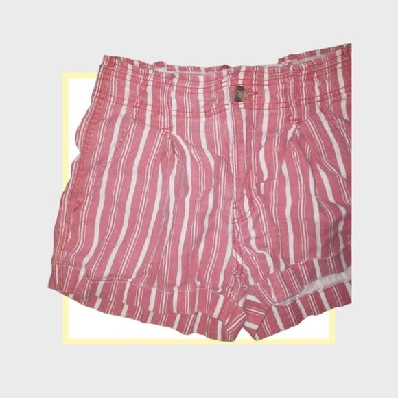 American Eagle Paper Bag Striped Red and White Shorts size 0 - Picture 3 of 8